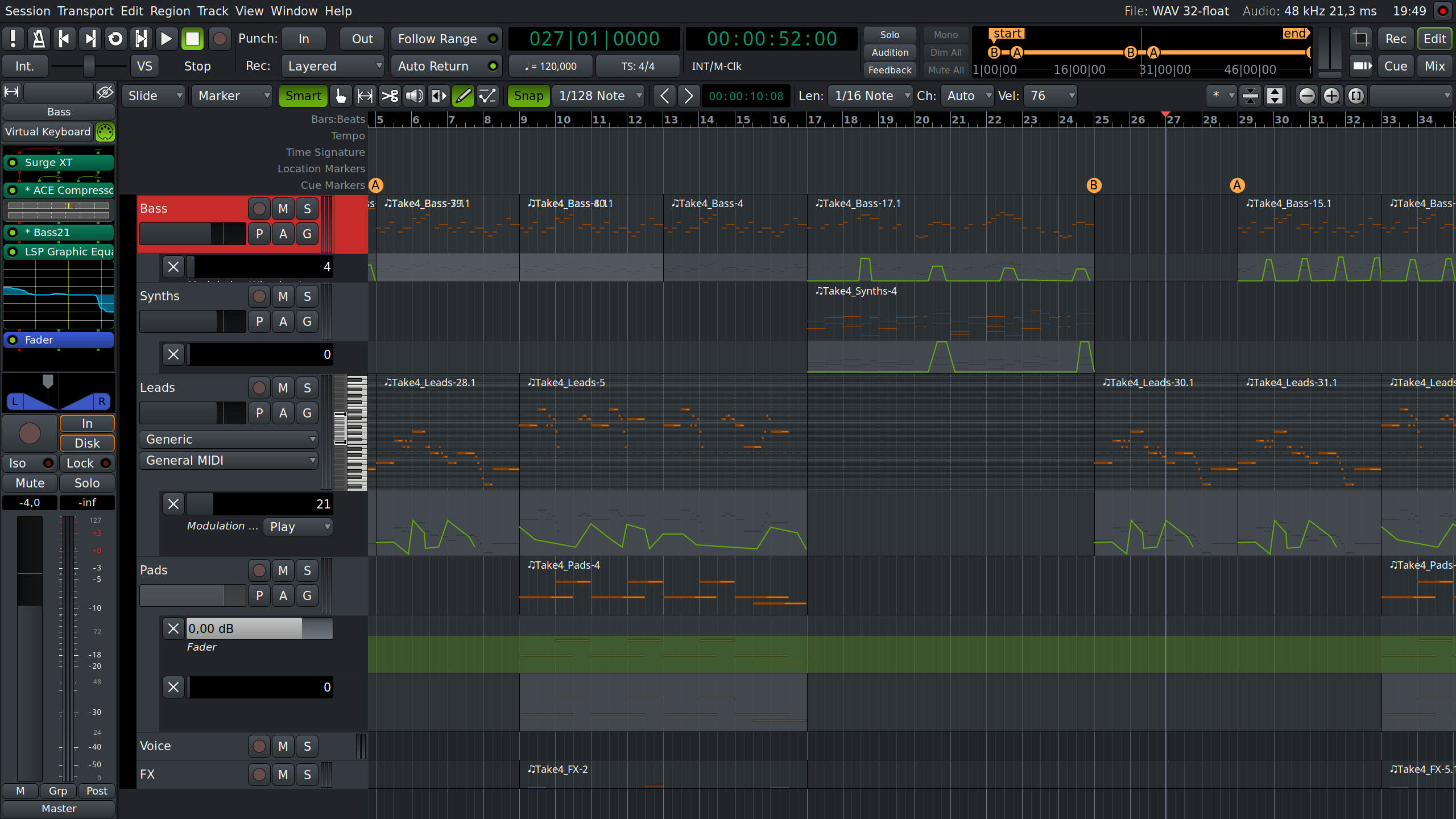 a screenshot showing Ardour 7.5