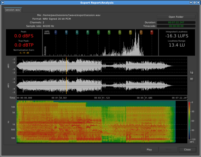 the new post-export analysis window